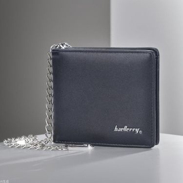 New Men's Short Wallet Open Multi-Card Slot Fashion Chain Coin Purse_voghion.com