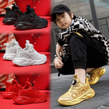 Kids Shoes Boys' sports shoes summer luminous running shoes dirt resistant and wear resistant sports shoes rotating button children's shoes_voghion.com