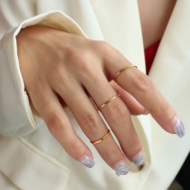 Jewelry ring temperament simple plain ring thin pinky ring smooth ring index finger ring titanium steel gold_voghion.com