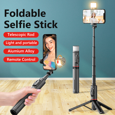2023 NEW Portable Wireless Bluetooth Phone Telescopic Selfie Stick Tripod With Fill Light for Huawei iPhone 13 Android Xiaomi_voghion.com