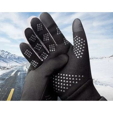 Warm And Cold-proof Fleece-lined Thickened Anti-skid Touch Screen Windproof Waterproof Electric Bike Riding Gloves_voghion.com