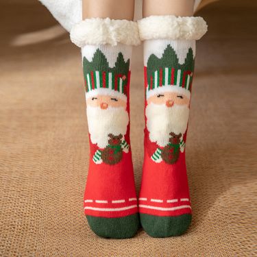 Christmas Floor Winter Snow Moon Children's Plush Coral Velvet Home Sleep Carpet Socks, Leg Cover_voghion.com
