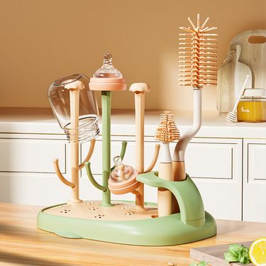 Baby Bottle Feeding Drain Rack Bottle Rack Draining Baby Water Cup Drying Rack Bottle and Nipple Brush Cleaning Dryer Drainer_voghion.com