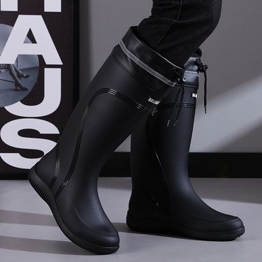 Men's Shoes High end rain boots for men, closed end rainproof and waterproof shoes, high top non slip rain boots, drawstring work shoes_voghion.com