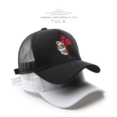 Mesh hat for outdoor sports men travel sun protection sun hat Japanese Korean style cartoon embroidery couple duckbill cap_voghion.com