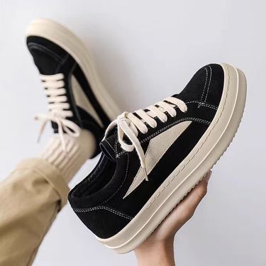 RO Board Men's Genuine Leather Training Inverted Triangle Thick Sole Casual Shoes_voghion.com