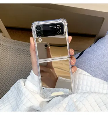 Women Girl Make Up Mirror Phone Case For Samsung Galaxy Z Flip 3 4 5 6 7 Fe Flip7 Flip6 5G Protective Slim Hard Cover_voghion.com