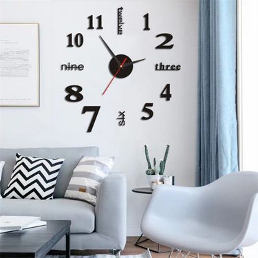 Silent Sweep Wall Clock – Peel & Stick Noiseless DIY Clock For Living Room, Bedroom & Office (Modern Acrylic Design, Glow-in-Dark Numbers, 4 Sizes)_voghion.com