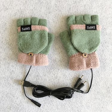Heating Gloves USB electric heating gloves Half finger gloves Indoor and outdoor 2 Warm gloves with winter heating gloves_voghion.com