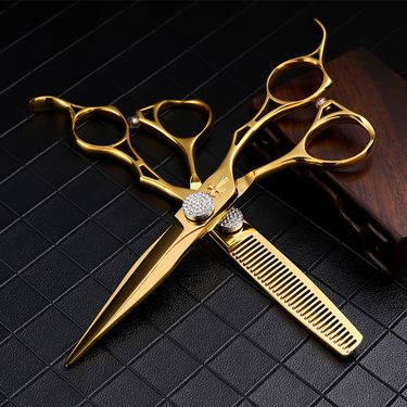 6-inch Golden Hair Professional Flat Scissors, Teeth Hairbands Clippers, Thin Clippers Hairdressing Set_voghion.com