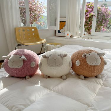 Nordic Style Cute Teddy Velvet Amoy Sheep Doll Pillow Home Children's Room Decorative Shaped Pillow Doll_voghion.com