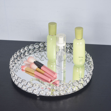European-style Crystal Tray Cake Plate Cosmetic Storage Box Golden Mirror Iron Tray Wedding Halloween Tray_voghion.com