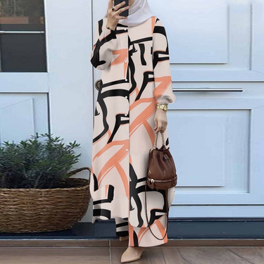 women's Arabic style two-piece set spring and autumn new women's long-sleeved shirt and trousers suit_viptrois.com