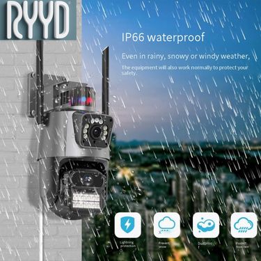 PTZ RYYD Dual-Lens Security - Outdoor Waterproof WiFi Surveillance Camera With Dual View - - -_voghion.com