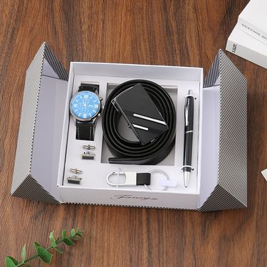 Watch Gift Set Men's Gift Set Gift Watch Belt Wallet Keychain High End Father's Day Fashion And Exquisiteness_voghion.com