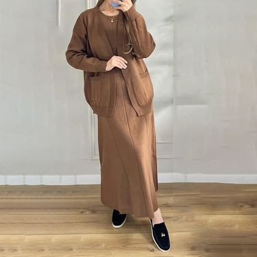 Women's Clothing autumn new fashion casual knitted sweater coat dress sweater suit_voghion.com