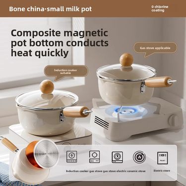 Household Bone China Non-stick Baby Food Hot Single Serving Small Soup Milk Boiling Noodle Pot_voghion.com