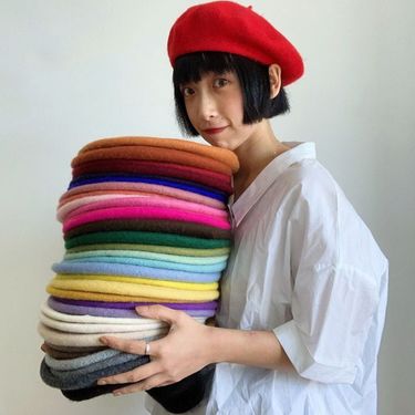 Fashion Solid Candy Color French Berets Women Vintage Autumn Winter Warm Thick Painter Artist Bonnet Hats Lady Multiple Beanies_voghion.com
