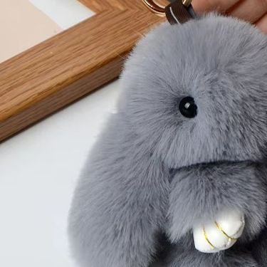 1PC 15CM Cartoon Rabbit Keychain Ring Fluffy Real Fur Pompon Bunny Trinket Key Chain Charm Cute Key Ring On Bag Car Key Pendant_voghion.com