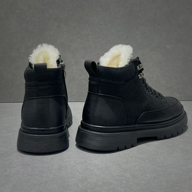 Winter Thickened Snow With Fleece Lining, Warm Large Cotton Boots, Men's Genuine Leather High-top Thick-soled Non-slip_voghion.com