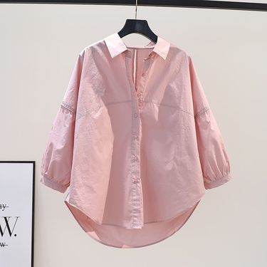 Women's Clothing Long Sleeves Small Fresh Design Stitching And Hemming Loose Art Style Shirt For Women_voghion.com