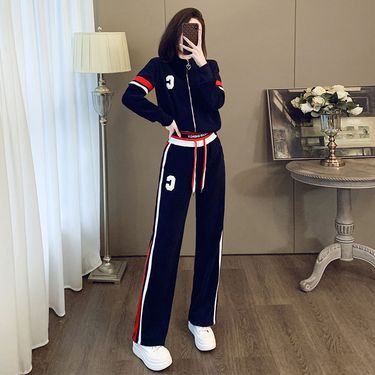 Internet Celebrity Street Style Casual Sports Suit For Women Spring Autumn Winter Fashionable Slimming Sweatshirt_voghion.com