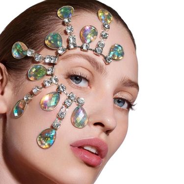 New Water Drop Eye Patch Design Exaggerated Rhinestone Face Masquerade Party Accessories Women_voghion.com