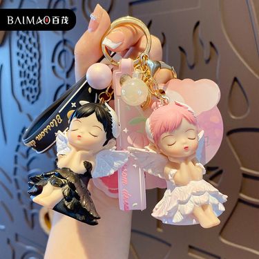 Baimao Cartoon Guardian Angel For Women Cute Creative Exquisite Couple Keychain Ring Backpack Pendant_voghion.com