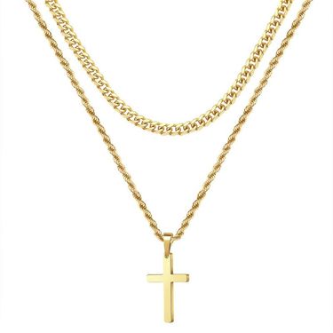 European And American Cross-border Hot-selling Gold Cross Stainless Steel Necklace Men's Personality Hip-hop Versatile_voghion.com
