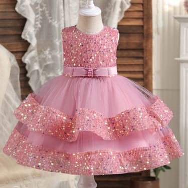 Mother&Kids Evening Dress Princess Dress Sequin Lolita Children Dress Butterfly Pearl Wedding dress for girls_voghion.com