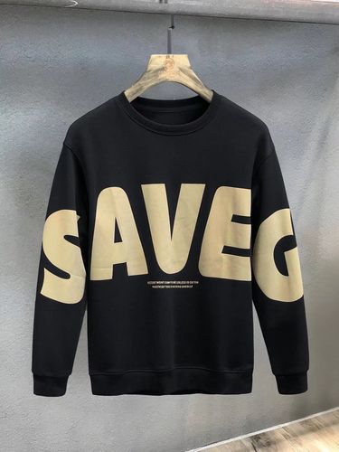 Men's Clothing brand ins printed letter long sleeved sweatshirt round neck slightly loose spring and autumn casual tops men's pullover_voghion.com