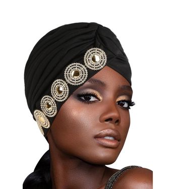 New Fashion Pleated Watermelon Hat With Round Diamonds On The Side Of The Head Indian Hat Turban Hat_voghion.com