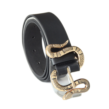 New women's belt Ladies personality decoration Serpentine buckle decoration imitation leather wide belt punk style belt_voghion.com