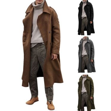 Men's Clothing NEW men's long windbreaker foreign trade wholesale men's coat over knee windbreaker explosion_voghion.com
