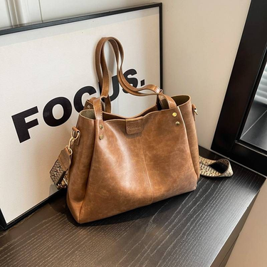 Vintage Pendler-Einkaufstasche großem Fassungsvermögen, neue Handtasche mit strukturiertem, breitem Schultergurt,_voghion.com