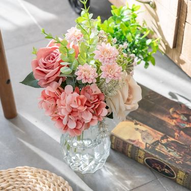 Wall hanging Chiba hydrangea rose Handmade flower Simulation home decoration flower hand bouquet wall decoration_voghion.com