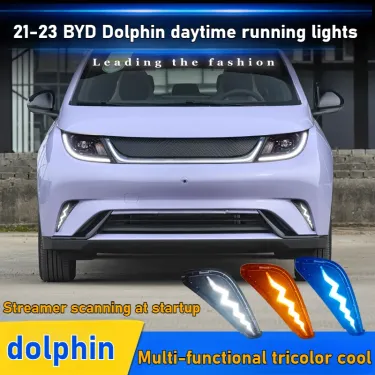 For BYD Dolphin 2021 2022 2023 Led Daytime Running Lights Front Bumper Fog Lamp DRL With Dynamic Turn Signal 12V Daylights_voghion.com