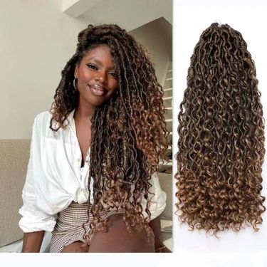 Synthetic Goddess Locs Crochet Hair Braids Curly Locs Braiding Hair Extensions Wig For Women Black Hippie Boho Style_voghion.com