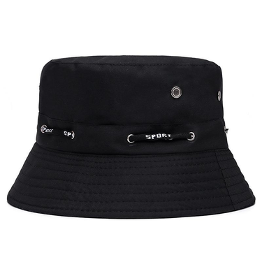 Fashion 2024 100% New Bucket Hat Cap Cotton Fishing Boonie Brim Visor Sun Safari Summer Men Camping Black Hats_voghion.com