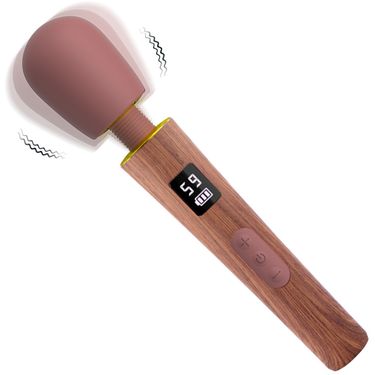 LCD Digital Display AV Wood Grain Vibrating Massage Stick Masturbator Female Foreplay Flirting Vibrator Adult_voghion.com