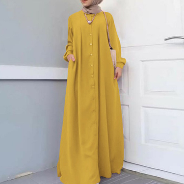 Women's long skirt plus size women's clothing loose temperament commuting long robe dress_voghion.com