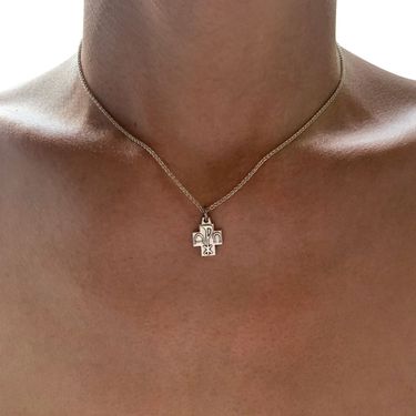 Fashion Personality Silver Chain Mini Cross Pendant Versatile Ins Style Adjustable Independent Design Couple_voghion.com
