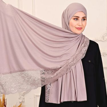 Women's Hijab new solid color modal lace ladies headscarf long scarf scarf_voghion.com