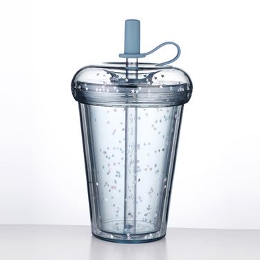 320ML Glitter Water Bottle Double Layer Tumbler with straw Water Bottles For Girls Bubble Tea Cup Drinkware Leakproof Cups_voghion.com