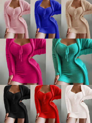 women's clothing plush home clothes casual 2-piece pajamas long-sleeved suit_viptrois.com