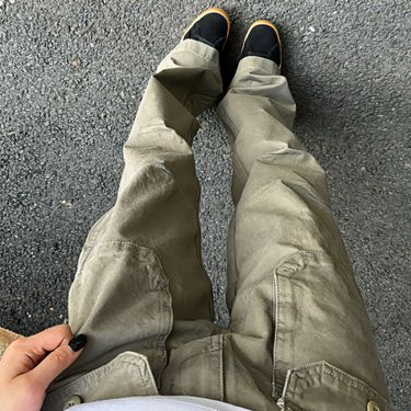 Premium Products Hiphop Explosive Street Straight Leg Trendy Brand Men's Gray Green Multi Pocket Work Look Slim And Slightly Flared_voghion.com