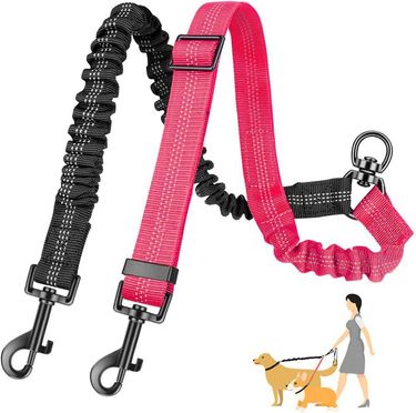 New Explosion-Proof Dog One-to-Two Multi-Dog Elastic Pet Double-Headed Leash_voghion.com