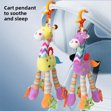 Baby Toys 0-6 Months Giraffe Doll Cart Bed Hanging Bells Baby Plush Cart Pendant Soothing Doll_voghion.com