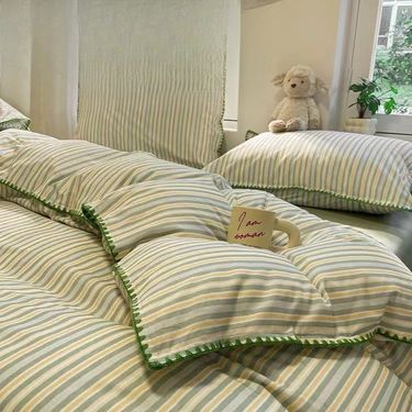 Fall/Winter Thickened 2025 New Pure Cotton Minimalist Duvet Cover, Sheets, Bed Skirt Bedding Set_voghion.com