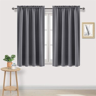 high light shielding heat insulating energy saving bedroom kitchen blocking curtains Nordic solid color black silk blackout curtains_voghion.com